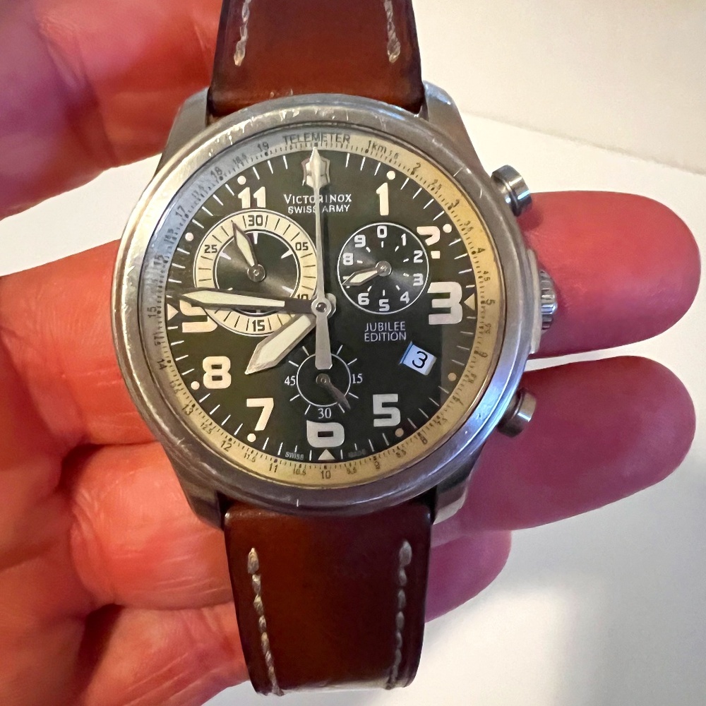 RARE Victorinox Swiss Army Deep Green Jubilee Infantry Chrono Watch